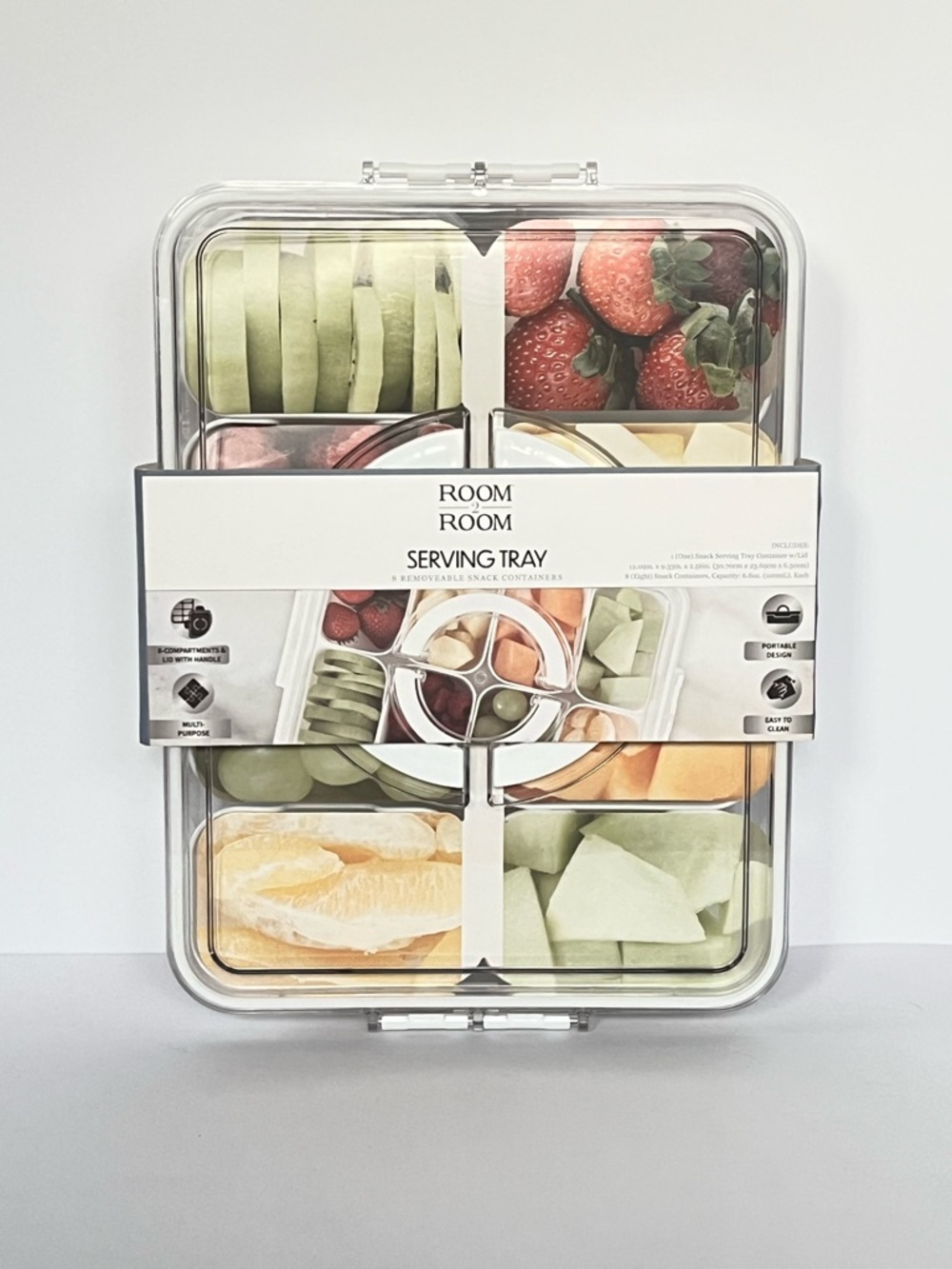 8-Compartment Snackle Box | Travel Serving Tray